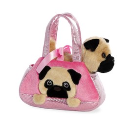 Aurora® Fashionable Fancy Pals™ Peek-A Boo Pug Stuffed Animal - Plush with Stylish Purse for Dress Up Fun - Perfect for Kids 3+ Years, Costumes, and Birthdays - Multicolor 7 Inches