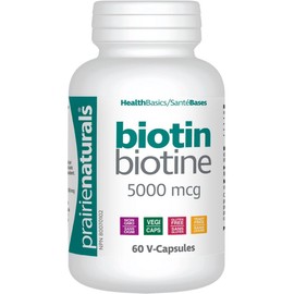 Prairie Naturals Biotin 5,000mcg (Non-GMO), 120 V-Capsules (60 + 60 Duo Pack)