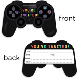 Xinfin12pcs Video Gaming Birthday Party Invitations - Video Game Theme Party Invitations, Decorations, Favors for Boys Kids