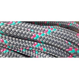 Valley Rope 9/16 x 100 ft. Double Braid-Yacht Braid Polyester Rope Hank. Steel w/Fuchsia &Teal