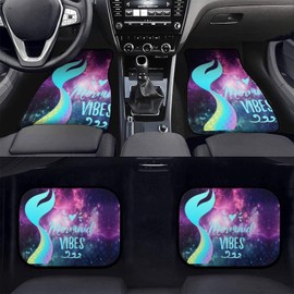 Delerain Mermaid Tail 4-Piece Car Floor Mats Front and Rear Rubber Backing Carpet, Auto Foot Mats All Weather Universal Fit Car Decor Accessories Fit for SUV, Vans, Sedans, Trucks