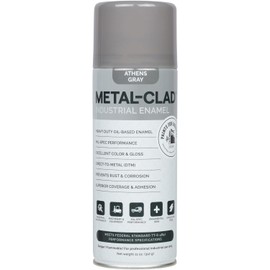 METAL-CLAD Paints For Industry Industrial Enamel, Aerosol Spray Paint - Steel Metal Iron Machinery - 1 Can (Athens Gray) 8-S-7222