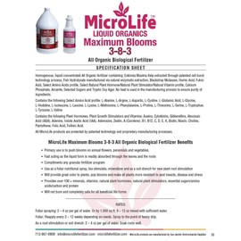 MicroLife Maximum Blooms (3-8-3) Professional Grade Organic Liquid Fertilizer Concentrate for All Flowers and Anything That Blooms, Gallon