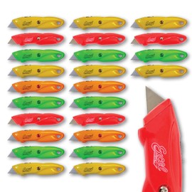 Excel Blades 25-Pack Retractable Box Cutters – Heavy Duty Utility Knife Set with #92 Blades and Safety Lock – Precision Box Cutter for Boxes – Work Knife for Home, Office & Warehouse – Assorted Colors