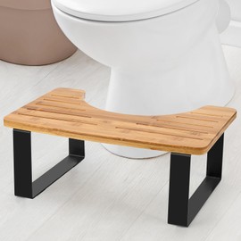 JOPSTDI Bathroom Stool,Bamboo Toilet for Bathroom,Toilet Stools,Potty for Pooping,Poop Stool,Toilet Step Toddler,Portable Squatting Pan with Dual Anti Slip Design,Stain,Scratch,CrackProof(Brown)