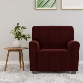 ZNSAYOTX Chair Slipcovers with Arms for Living Room High Stretchy Spandex Pet Friendly Armchair Furniture Protection Covers (Wine Red, Chair)