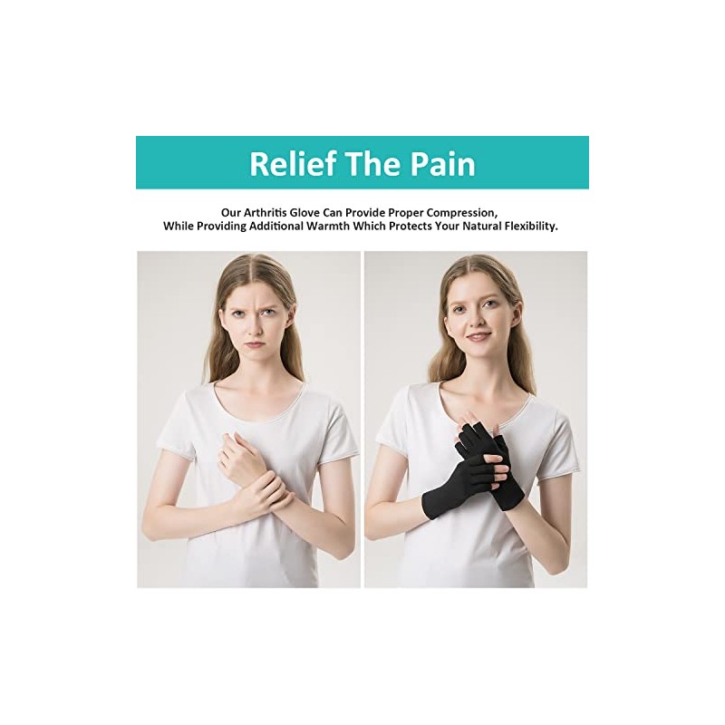 Cedcoe 2 Pairs Arthritis Gloves Fingerless Compression Gloves for Relieve