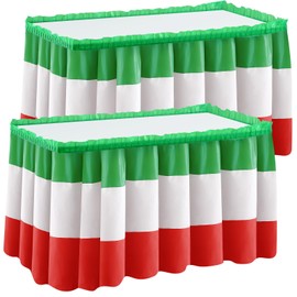 Peryiter 2 Pack Christmas Table Skirts Red White Green Table Skirting Italian Decorations Mexico Decorations Italian Table Skirt Italy Themed Party Supplies for Home Party Decoration