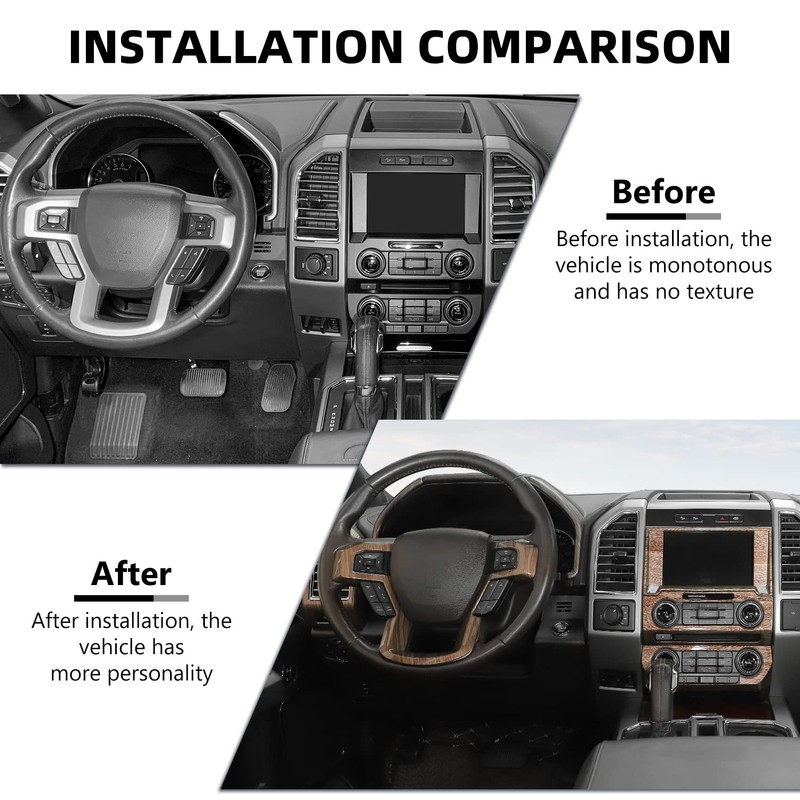 RAZPOY for F150 Interior Trim Kit, 11PCS Center Console Dashboard