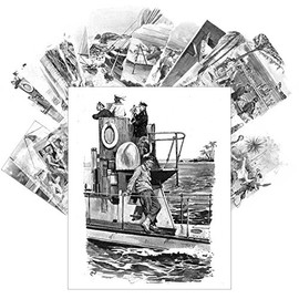 Vintage PostCards 24 pcs Der letzte Robinson Vintage Book Engraving Illustration