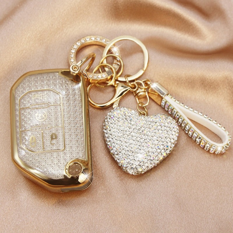 Simocky Compatible with Jeep Key Fob Cover with Keychain, Soft