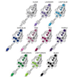 Light Blue CZ Gemstone Floral Chandelier Dangling Reverse Bar 925 Sterling Silver Belly Ring Body Jewelry