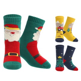 Human Feelings Calcetines divertidos para niños y niñas, diseño novedoso, lindos calcetines de invierno cálidos de Navidad, Niños Navidad Verde 3 Pack, 3-6 Años