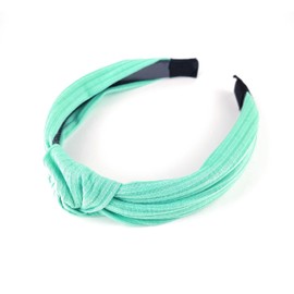 mint Green turban knot headband fabric covered band grip teeth ribbed jersey fabric