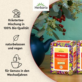 Herbaria Im Wandel Wechseljahretee bio 15FB – 100% Bio-Kräutertee im Filterbeutel – ausgleichende Teemischung, ideal für die Wechseljahre – natürlich wohltuender Teegenuss