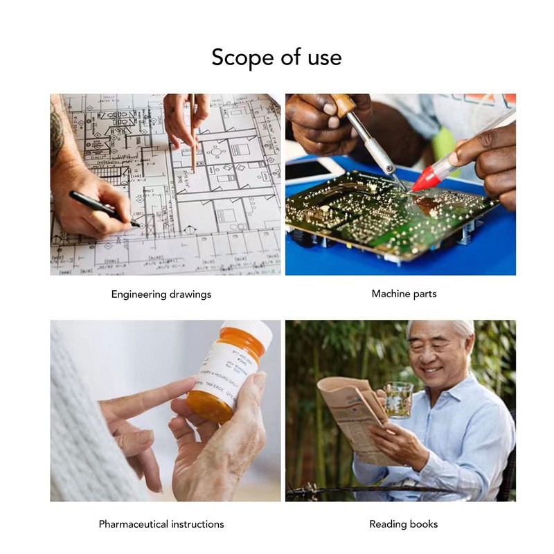 Handheld Reading Magnifier 3/5/10X 1MP 6 Light Chips USB Rechargeable