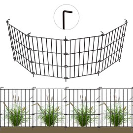 Decorative Garden Fence 25 Pack - No Dig Dog Animal Barrier Fence Rustproof Metal Wire Panel Border, Animal Ground Stakes Fencing for Garden, Patio 17 in (H) x 27 ft (L)