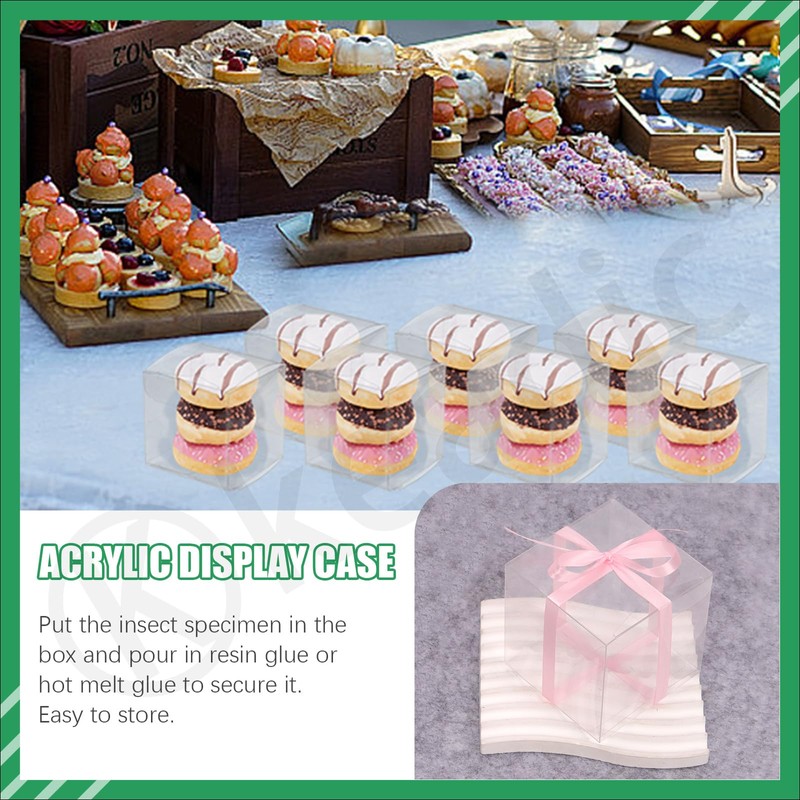 Keadic 33Pcs Clear Square Favor Boxes with Gift Ribbons, Scissors,
