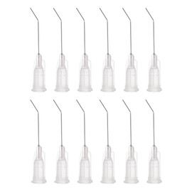 sourcing map 12pcs Blunt Tip Dispensing Needles, 27 Gauge 45 Degrees Bent Dispensing Tips 1" End Angled Dispenser Needle with Luer Elbow Blunt Needle for Oil or Glue Applicator, Transparent