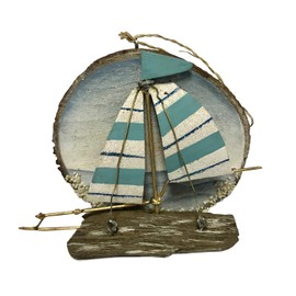 Beachcombers Wood with Metal Sailboat Ornament