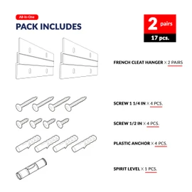 French Cleat Picture Hanger - 4 inch 2 Pairs - Aluminum Z Hanger Interlocking Wall Mounting Bracket Hardware Kit Z Clips for Hanging Wall Painting, Mirrors, Panels, Artwork, Cabinet, Whiteboard