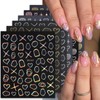 6 Sheets Heart Line Nail Art Stickers 3D Self-Adhesive Gold