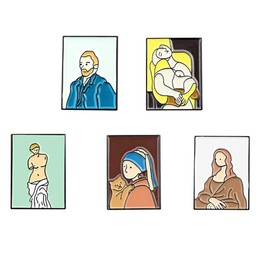 VALICLUD 5 Pcs Cartoon Brooch Handmade Enamel Badge Van Gogh Pin Novelty Lapel Pin