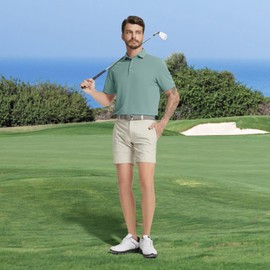 Rouen Golf Shirts for Men Dry Fit Lightweight Athletic Performance Short Sleeve Regular Fit Collared Golf Shirts Beryl Green