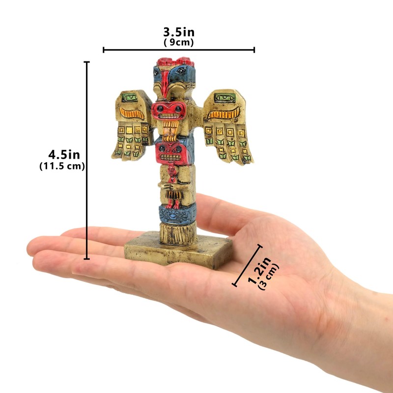 Transgood Indian Totem Pole Indigenous Aboriginal Style Decor, Mini Size