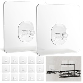 Imncya 15-Pack Shower Caddy Adhesive Replacement, Strong Transparent Shower Adhesive Hooks for Shower Caddy, No Dril Easy Installation fits Most Bathroom Storage Shelves and Kitchen Racks