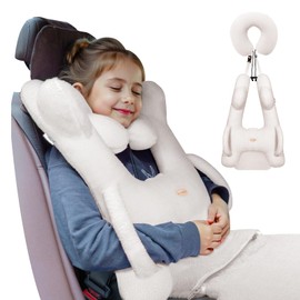 FLORICH Kids Travel Pillow, Car Sleeping Travel Pillow for Kids, Removable H-Shaped Pillow for Adults and Children to Support Head and Body Road Trips with Neck Pillow and Blanket (White)