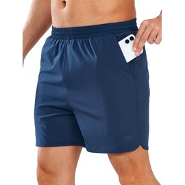 NORTHYARD Men's Swim Trunks 5" Quick Dry Swim Shorts with Mesh Liner Packable for Swimwear Surfing Beach Travel, Seablue, L