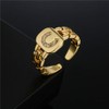 cmoonry Gold Cubic Zirconia Initial Letter Open Ring Adjustable For