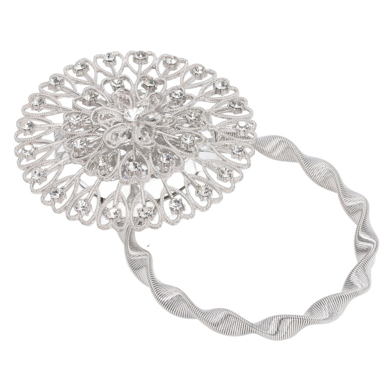 2Pcs Magnetic Curtain Tiebacks Stainless Steel Sparkling Crystal Flower Curtain