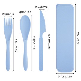 Jiayaus 8 Stück Reisebesteck mit Etui, Wiederverwendbare Gabeln Löffel Messer Set Geschirr, Tragbare Utensilien Besteck Set, Spoon Cutlery für Kinder Erwachsene Mittagessen Reisen Picknick Camping