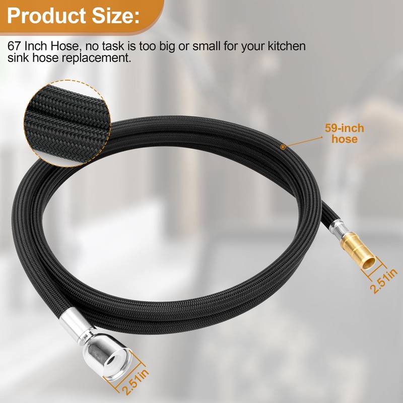 K-1219935-BC Faucet Hose for Pull Down Kitchen Fauceth, 67 Inch
