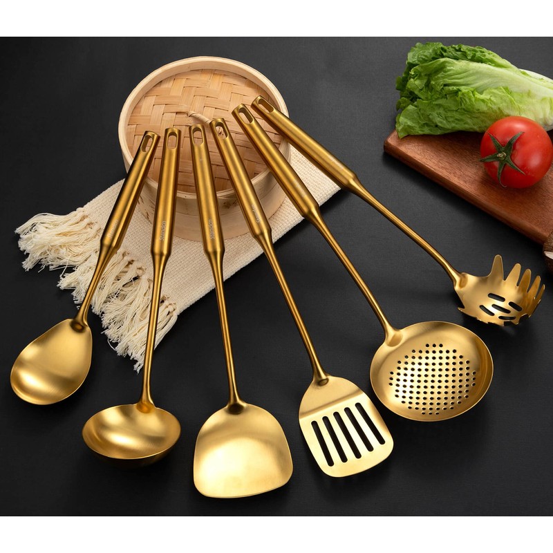 Gold Kitchen Utensils Set, Standcn 9 PCS 304 Stainless Steel
