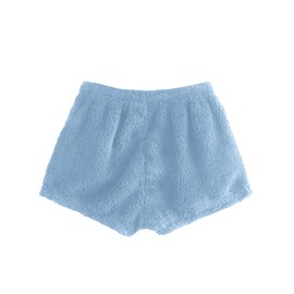 SweatyRocks - Pantalones cortos de pijama para mujer, estilo casual, mullidos, para descansar, Azul (plain blue), XL