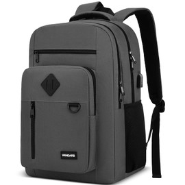 Backpack for Men and Women, Casual School Backpack Teen Boys and Girls Lightweight 15.6 Inch Laptop Bookbag with USB Charger for College Work Travel (Dark Gray)