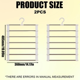 2 Stück Faltbare Hosenbügel, Platzsparende Kleiderbügel Mit 7 Stangen, 485mm*360mm, Ideal Für Kleine Wohnungen Und Reisen, Aus PVC Und Edelstahl