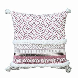 MOCOFO Cushion Cover Nordic Cute Sofa Back Cover 45 x 45 cm Eastern European Baroque Print Pattern Zabuton Cover Tassel Cotton Luxury Fabric Stylish Decorative Pillowcase for Sofa Car Interior