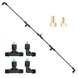 4-Nozzle Sprayer Boom Wand with 3/8" & 1/2'' Brass Fittings, Durable Metal Nozzles, Wide-Coverage Agricultural & Lawn Spray Attachment for Tractors/UTVs