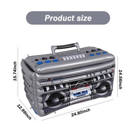 YIQXKOUY 25" W x 16" H Radio Blow up Boom Box Drink Cooler Inflatable Boom Box Beverage 80s Party Decorations Hip Hop Costume Accessory for 90s Theme Retro Party Supplies