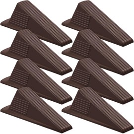 Frienda 8 Pcs Jumbo Door Stoppers Heavy Duty Door Stopper Tall up to 2inch Tall Wedge TPR Large Wedge Stackable Big Rubber Doorstop for Hotel Carpet Hardwood Concrete and Tile (Coffee)