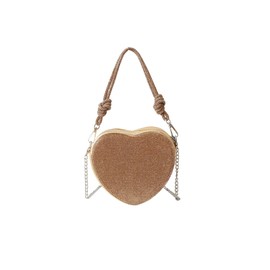 CORIOS Women's Heart Shape Evening Bag Rhinestone Clutch Bag Removable Chain Handbag Glitter Shoulder Bag Elegant Shoulder Bag Small Bag for Evening Party Wedding Dance Party Birthday, gold