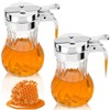 2Pcs 8oz Syrup Dispenser Honey Pot Glass Honey Dispenser Jar,