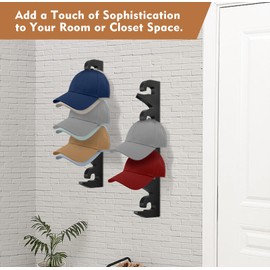 Hat Rack Hat Organizer for Baseball Caps Wood Hat Storage Hat Hooks for Wall Baseball Hat Storage Organizer Hat Display Up to 20 Hats for Closet Wall, Set of 2