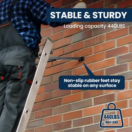 Ladder Stabilizer, Anti-Slip Extension Ladder Stabilizer, Adjustable Leg 20-28" Roof Ladder Stabilizer, Withstands 440lb Ladder Standoff Stabilizer, Built-in Tool Tray Ladder Accessories