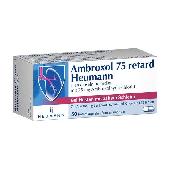 Ambroxol 75 Heumann, mucus remover for stuck cough with tough phlegm, 50 prolonged-release capsules