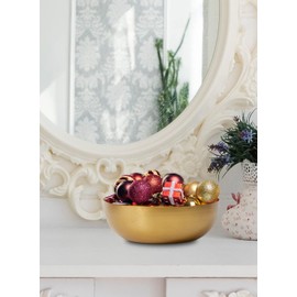 Serene Spaces Living Vintage Gold Decorative Iron Bowl, Table Centerpiece, Fruit Bowl, Floating Candle-Holder, Flower Bowl Vase, Potpourri, Catchall, Dining Table, 12" Diameter & 4" Tall, Single